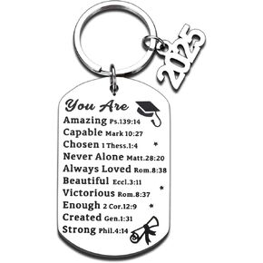 Graduation Gifts for Him Her Class of 2025 Keychain Graduation Gifts for Women Men Graduation Gifts 2025 Senior Middle High School Boys Girls Religious College Graduation Keychain Christmas Christian