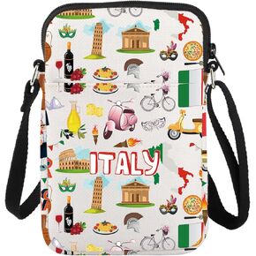 LEVLO Italy Travel Cross Body Bag Rome Souvenir Gift Pisa Tower Shoulder Bag Italy Vacation Sling Bag For Traveller
