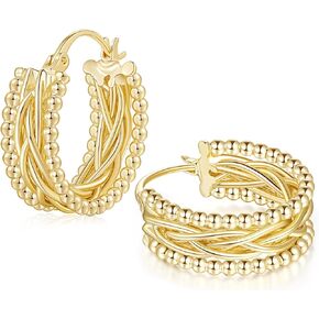 Hoop Earring 14k Gold Earrings for Women Twisted Chunky Hoop Earrings Thick Gold Hoops Unique Gold Jewelry for Women Every Occasion 23.3mm*9mm
