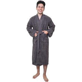 أرواب قماش تيري فاخرة من GOLD TEXTILES لروب حمام خفيف الوزن للرجال، وحزام رداء منشفة قابل للتعديل مع ياقة in Kuwait
