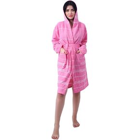 Turkish Cotton Bathrobe for Men and Women, Hooded Soft Robe for Bath, Peshtemal Robe