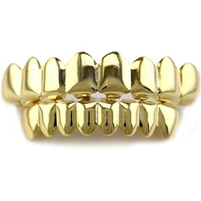 Halloween Universal 14k Gold Hip Hop Teeth 8 Top &8 Bottom Grills Set