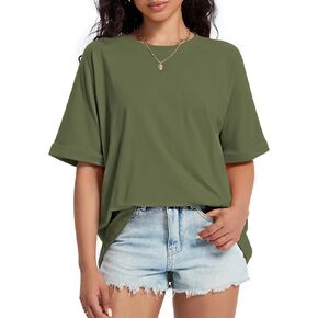 المرأة الصيف المتضخم تي شيرت Crewneck توالت قصيرة الأكمام بلايز بلوزة غير رسمية الأساسية المحملة الموضة العصرية وتتسابق