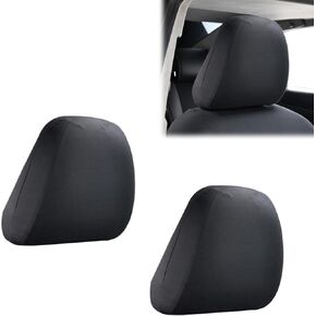 2 PCS Car Seat Headrest Cover, 9.84" x 11.02" Comfortable Car Head Rest Protector Dirt-Proof Headrest Cover Replacement, Protecting Decorative Accessories, for Cars, Vans, Trucks (Black)