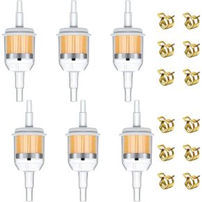 smseace 6pcs 5/16" Fuel Filter 1/4" Gas Inline Fuel Filter with Magnet,12pcs Hose Clamp for Motorcycle Tractors Cars Trucks Accessories 1/4 Inch x 5/16 Inch Universal Gas Inline Fuel Filters
