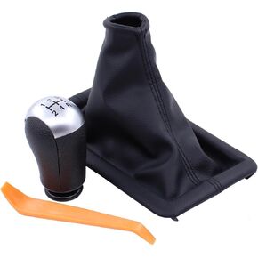 MOTOKU Manual Transmission Shifter Boot Cover and 5 Speed Gear Shift Knob for Ford Mustang 2005-2009