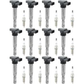 AUTOKAY Ignition Coil & Spark Plug for Bentley Continental GTC 2003-2012 6.0L W12 UF542 3923