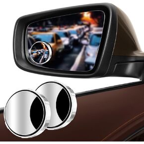 Blind Spot Mirrors 2 Pack, Suction Cup Car Convex Blind Spot Mirror, 360° Wide Angle HD Car Side View Blindspot Mirror, Automotive Exterior Accessories Rear View Mirror for Car SUV Truck (White)