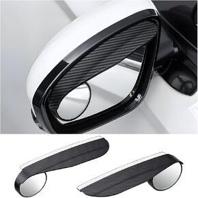 2PCS Car Blind Spot Side Mirror with Rain Visor Guard, HD 360° Adjustable Automotive Safety Round Rear View Blindspot Mirror with Rain Eyebrow Smoke Guard, Universal for SUV Truck RV