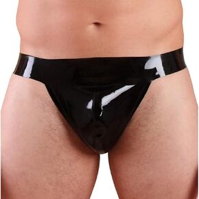 Men Latex Rubber Briefs,Black Male Rubber Panties Thong Lingerie Handmade T-back Underpants