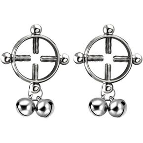 Round Jingle Bell Fake Nipple Rings for Women Stainless Steel Non Piercing Nipple Rings Adjustable Fake Nipple Piercing Jewelry