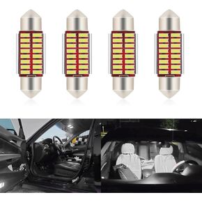 4 PCS 36mm Car Double-tip Reading Light, 4014-12SMD C5W Non-polar Canbus Decoding Filament-free Structure License Plate Light Tail Box Light, Lighting Accessories, for Most Cars (White)