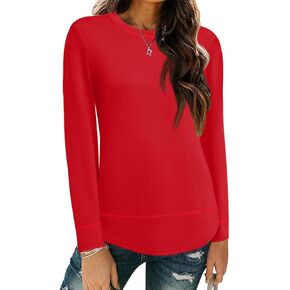 Kistore Womens Long Sleeve Shirts Casual Crew Neck Loose Tunic Tops Fall Clothes 2024