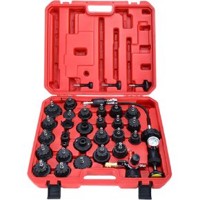 8MILELAKE 33Pcs Radiator and Cap Pressure Tester Kit Vacuum Type Cooling System Kit