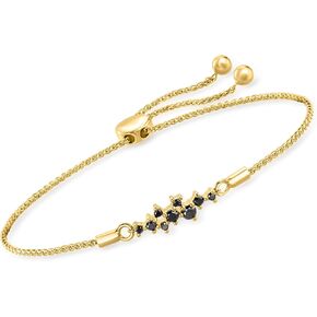 RS Pure by Ross-Simons 0.25 ct. t.w. Scattered Black Diamond Bolo Bracelet in 14kt Yellow Gold