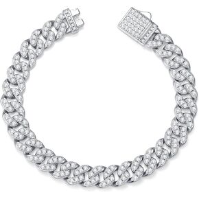 Moissanite Cuban Tennis Bracelet for Women Men 925 Sterling Silver 2mm-5mm D Color VVS1 Round Cut Lab Created Diamond Tennis Bracelet with GRA Certificate