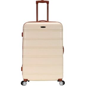Rockland Melbourne Hardside Expandable Spinner Wheel Luggage, White, Checked Large 28"
