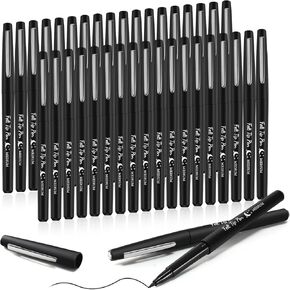 36 Pcs Black Felt Tip Pens 0.7mm Medium Point Felt Pens Colored Felt Tip Marker Pens Journal Planner Pens Felt Pens for Journaling Writing Note Taking Art Office and School Supplies