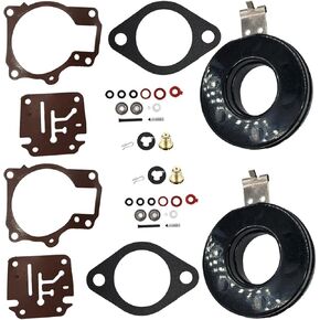 2PC Carburetor Repair Kit With Float Fit for Johnson Evinrude 396701 20/25/28/30/40/45/48/50/60/70 75 HP Rebuild Set Replace 18-7222 18-7042 392061 9-37107
