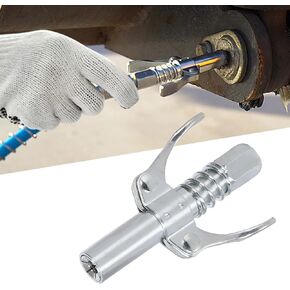 1 PC Automotive General Locking Clamp Type High Pressure Injection Nozzle, Double Handle Manual Oiler, Suitable for M6-M14 Nozzle, Suitable for Most Cars, Trucks, SUVs and so on (Silver)