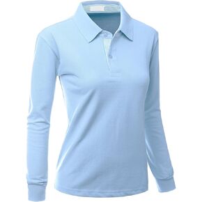 Women's Casual Basic Sporty Long Sleeve Polo Collar T-Shirt