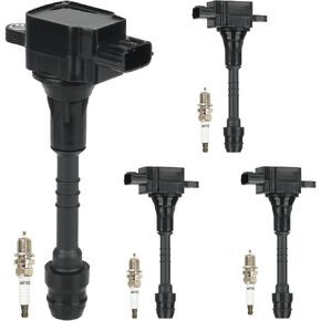 Ignition Coils Pack & Iridium Spark Plugs UF351 for Nissan Sentra 1.8L L4 2002 2003 2004 2005 2006 UF-351 UF548 5C1394-4 Set