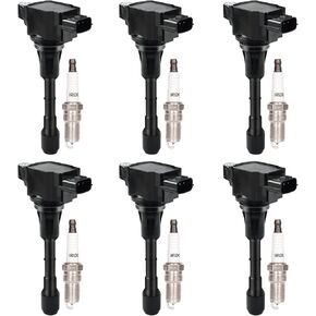 Set of 6 Ignition Coil Pack & 90174 Spark Plugs Replacement for 3.7 V6 Infiniti G37 M37 EX37 Nissan 370Z 2008 2009 2010 2011 2012 2013 2014 2015 2016 2017 Replaces# UF617