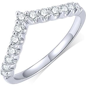 KSTYLE Moissanite Eternity Band Rings for Women Wedding Bands 0.4ct, S925 Sterling Silver Wedding Rings D Color VVS1, 18K White Gold Plated Half Eternity Stackable Rings for Women Anniversary Band