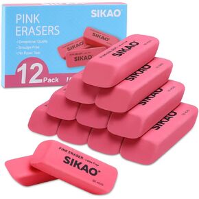 Pink Erasers Sikao 120 Pack Pencil Erasers for Kids, Large Pink Beveled Erasers Bulk, Art Eraser for Drawing, Classroom School Supplies for Teachers