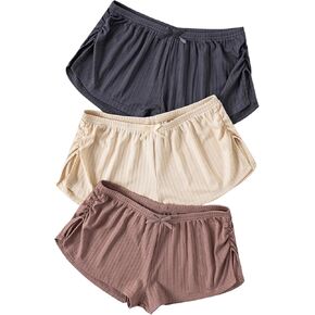 SHENHE Women's 3 Pack Soft Pajama Shorts Elastic Waist Solid Lounge Shorts Sleepwear