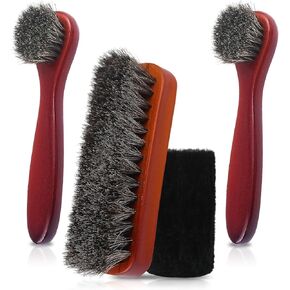 4 Pcs Horsehair Leather Shoes Brush Set Shoe Cleaning Polishing Applicator Suede Cleaning Round Brush Horsehair Brush Gloves in Saudi Arabia