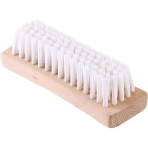 Multi-use Clothes Shoes Shine Brush,Soft Nylon Bristles Laundry Cleaning Brush with Wooden Handle for Down Jackets and Coats (White)