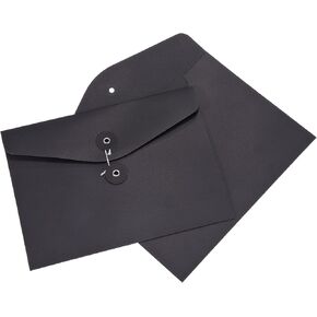 PATIKIL String Envelope File Folders 2 Pack A5 Size Document Letter Organizer Holder Filing Jacket for Office, Black