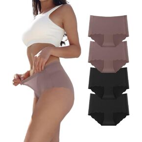 Seamless Underwear for Women No Show Panties High Waist Hipster Invisible Soft Moisture Wicking Ladie Underwear Pack