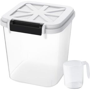 HANAMYA 20 LB Rice Storage Container with Measuring Cup, BPA free, For Rice | Grain | Pet Food | Flour, 2 count, Clear & Black