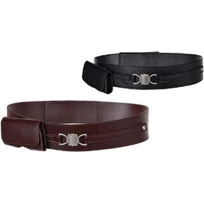 Adult Medieval Knight Leather Belt Costume Renaissance Steampunk Belts Waist Bag Halloween Accessories for Men (Black, Medium)