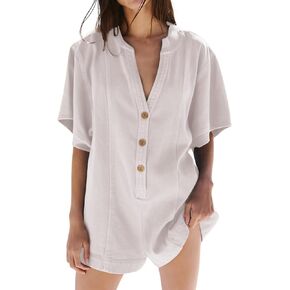 Rompers for Women 2024 Casual Summer Oversized Tee Rompers Shorts Jumpsuits
