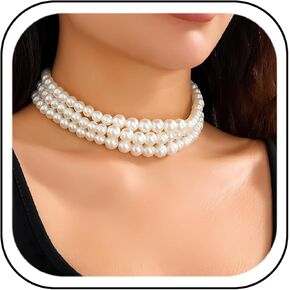Pearl Choker Necklaces for Women Faux Pearl Necklaces Summer Layered Pearl Necklace Big Chunky Pearl Necklace Fashion Jewelry Gifts