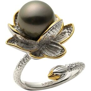 Tahitian Black Pearl Rings Jewelry For Women Fashion Christmas Gifts Wife Mom Girlfriend, Anniversary Birthday Fine Jewelry Gifts for Her NO33236