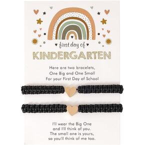 First Day of Kindergarten Bracelets Matching Heart Bracelets for Mom and Daughter Back to School Bracelets for 2 Kindergarten Bracelet Mommy and Me