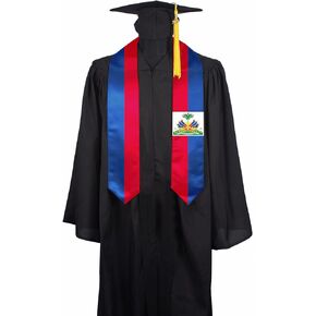 Haiti Flag Graduation Stole Sash, Haiti Flag Graduation Shawl Sash Stole Wraps Scarf For International Study Pride Women Men