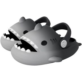 allgala Shark Slides Slippers with Backtrap Non-Slip Novelty Open Toe Sandals for Boys Girl Indoor & Outdoor Comfy Cushioned Thick Sole Cute Cartoon Shower Cloud Slippers Beach Pool Shoes