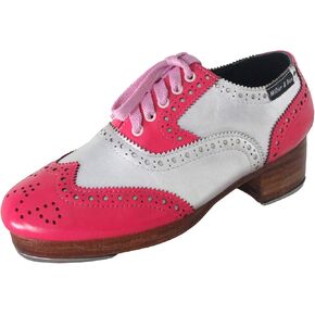 Miller & Ben Tap Shoes, Triple Threat, Pink & Silver Royal Professional Tap Shoes