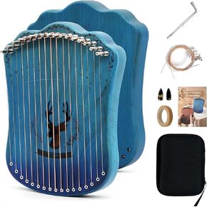 Lyre Harp, 19 Metal Strings Maple Saddle Mahogany Body Lyra Harp with Bag key included