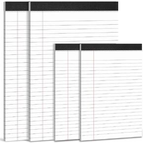 Legal Pads 8.5 x 11 Note Pads 5 x 8, White Notepads, 4 Pack Notepad Wide Ruled & College Ruled, Micro Perforated Lined Paper Pads, 40 Sheets Per Writing Pad for Work School College Office Home