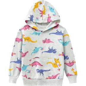 Girls Hoodies Kids Dinosaur Sweatshirt Lightweight Long Sleeve Pullover Top Toddler Hooded Shirt Winter Outwear 1-7T
