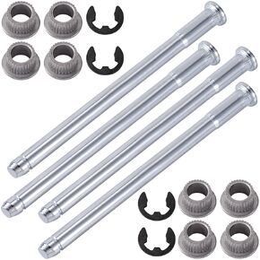 16pcs Car Door Hinge Pin Set, Rustproof Stabilized Door Hinge Roll Pin and Bushing Repair Replacement Accessories(2 Door- 4 Pin 8 Bushing 4 Clip) for 1988-2002 Chevrolet GMC- Silver