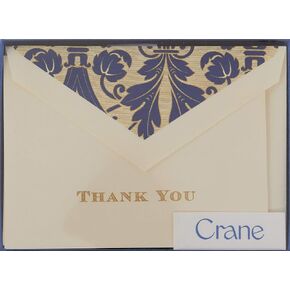 Crane & Co. Gold Hand Engraved Regency Thank You Note - Pack of 10 (CT1265),Ecruwhite