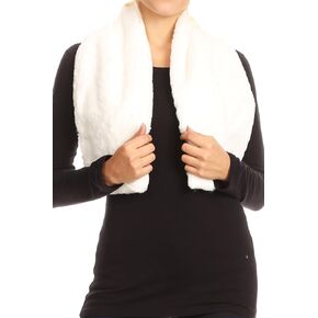 Sakkas Malen Long Rectangle Faux Fur Warm Soft Furry Wrap Around Loophole Scarf in Kuwait
