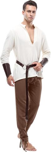 Mens Pirate Renaissance Costume Set Pirate Shirt Sleeve Medieval Viking Gothic Celtic Pirate Vest for Men in Saudi Arabia